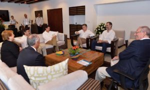 El Presidente Juan Manuel Santos dio la bienvenida a la XXV Cumbre Iberoamericana a los presidentes de México, Perú y Chile, así como al Rey de España, Felipe VI y al Presidente del BID.
